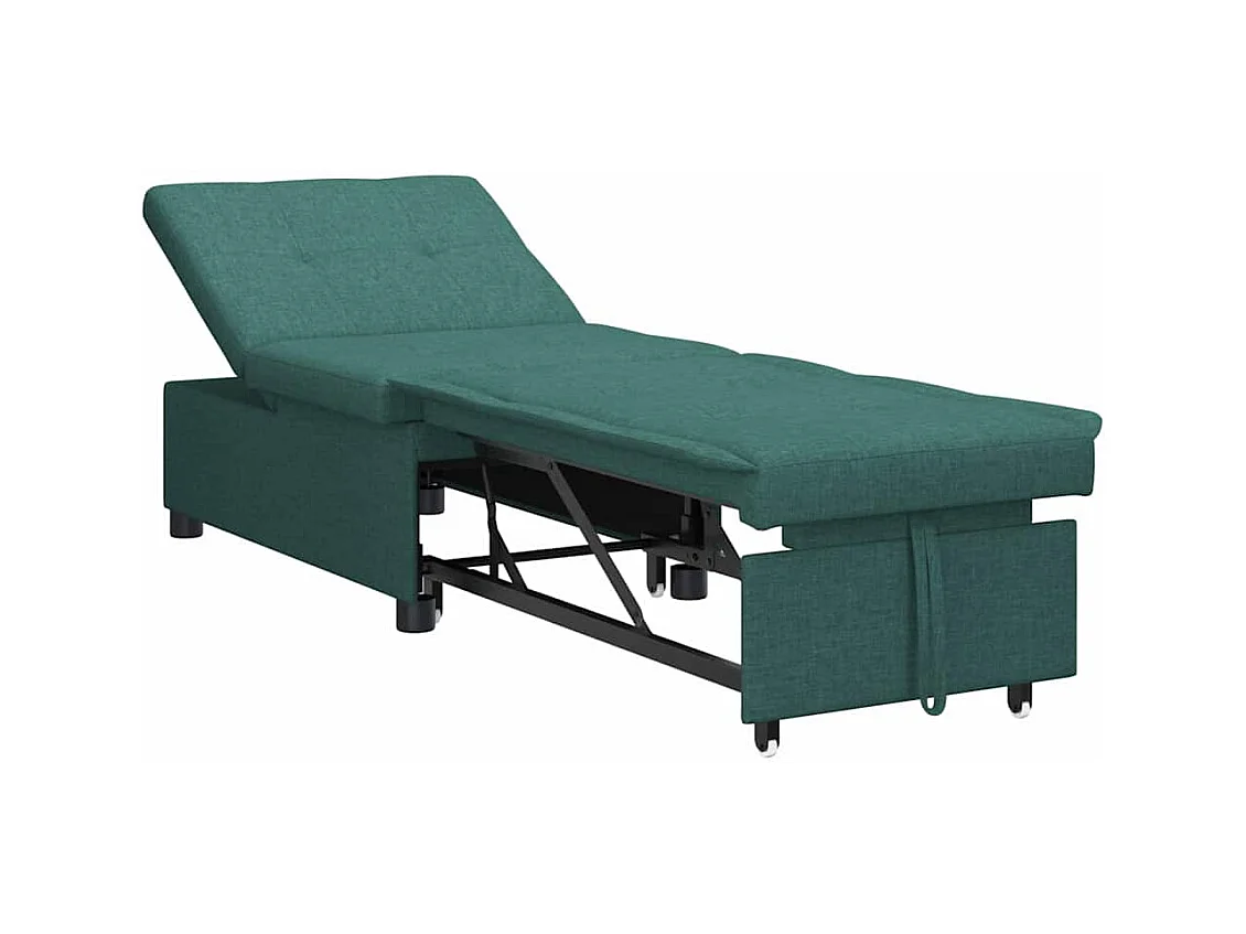 Divano letto verde scuro 194 x 67 x 37 cm tessuto