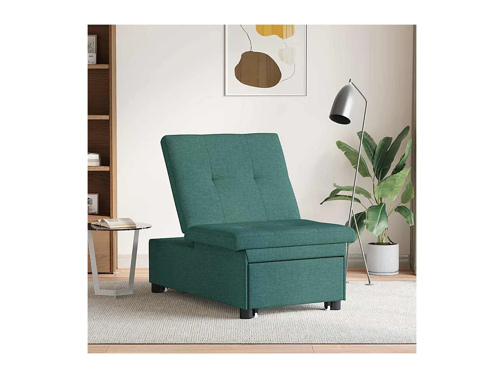 Divano letto verde scuro 194 x 67 x 37 cm tessuto