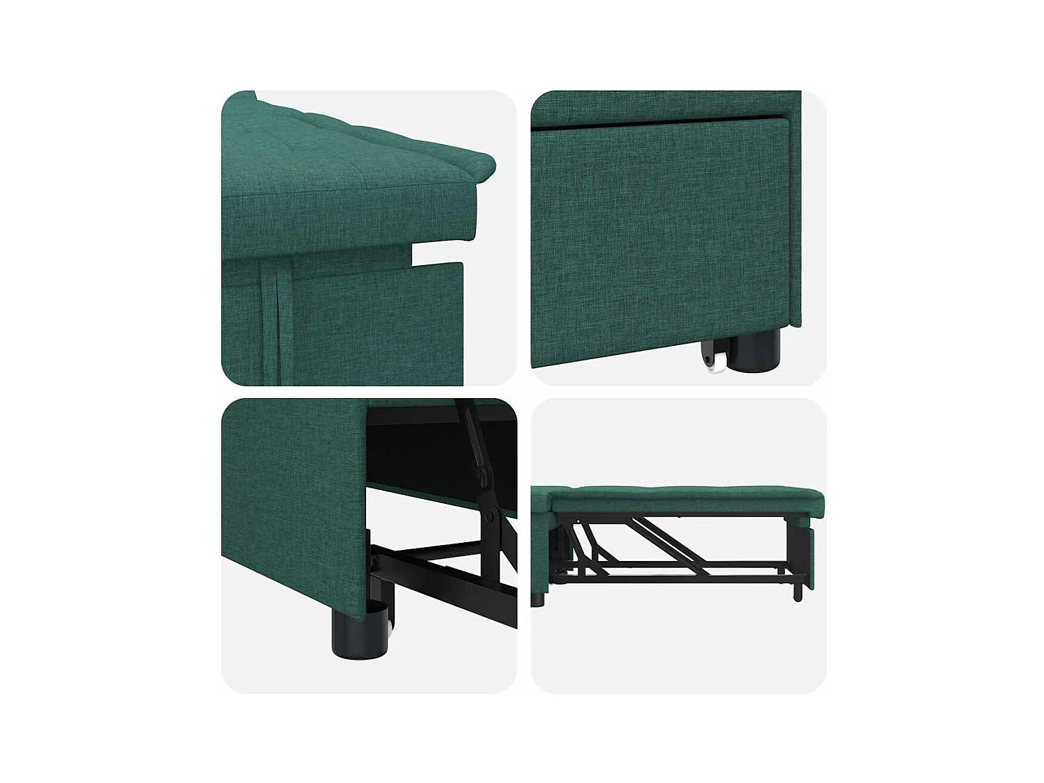 Divano letto verde scuro 194 x 67 x 37 cm tessuto