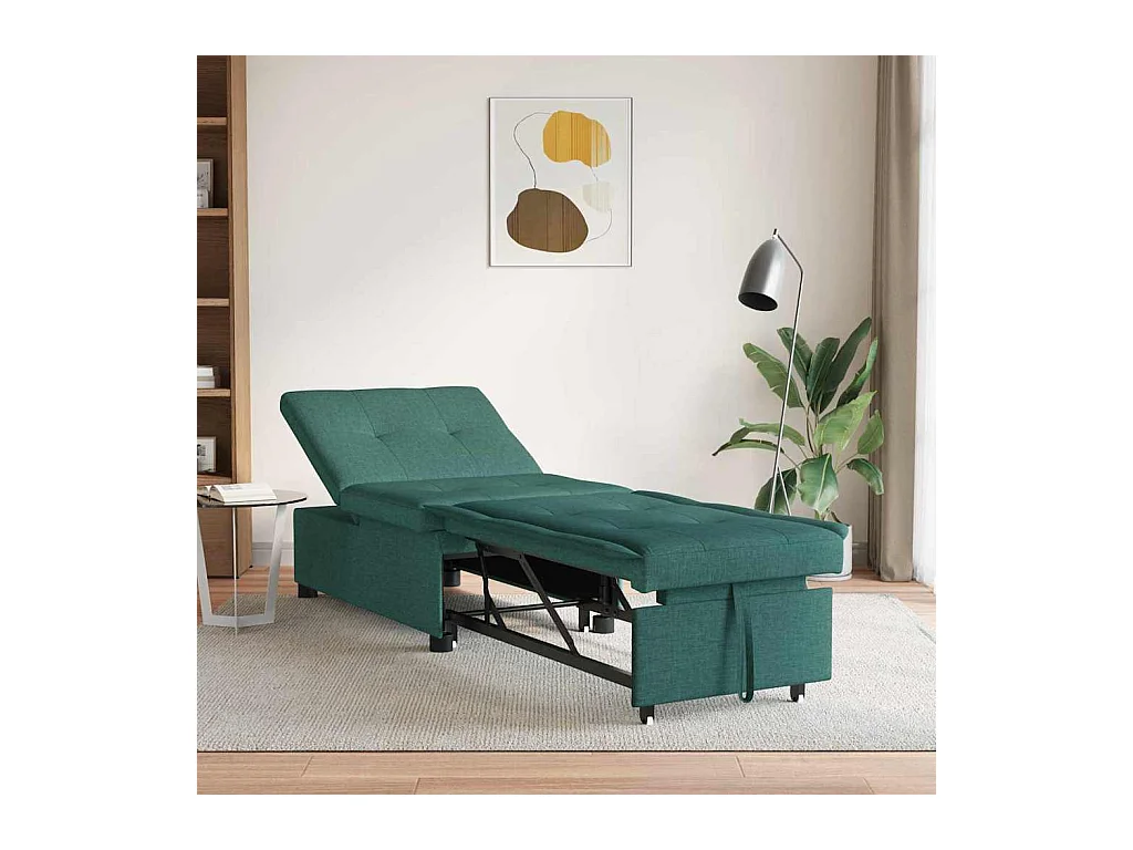 Sofá cama verde oscuro 194 x 67 x 37 cm tela