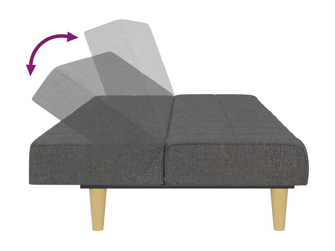 Sofá cama de 2 plazas de tela gris oscuro