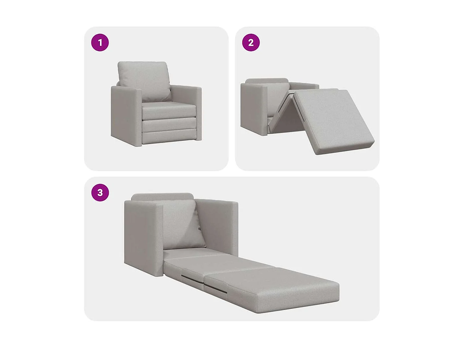 Schlafsofa mit Kissen Cloud grau 74 x 77 x 81 cm Stoff