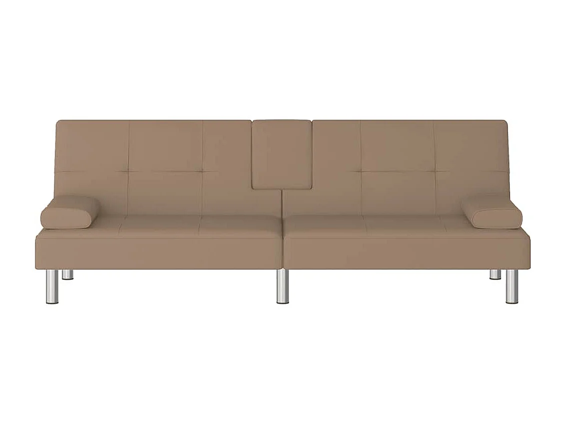 Sofá cama con portavasos capuchino en piel sintética