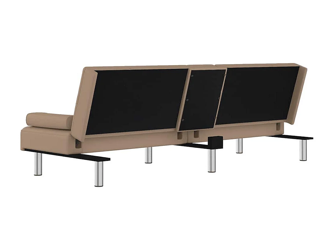 Sofá cama con portavasos capuchino en piel sintética