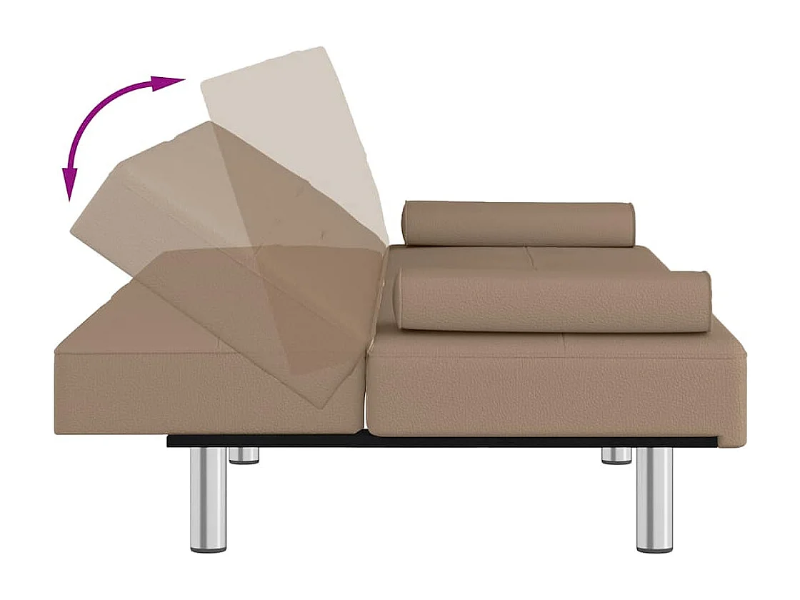 Sofá cama con portavasos capuchino en piel sintética