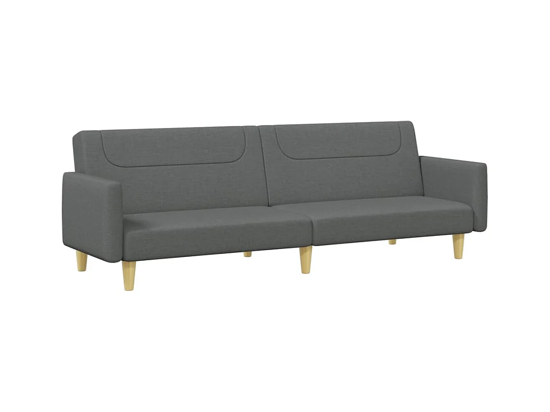 Canapé-lit à 2 places avec repose-pied gris foncé tissu