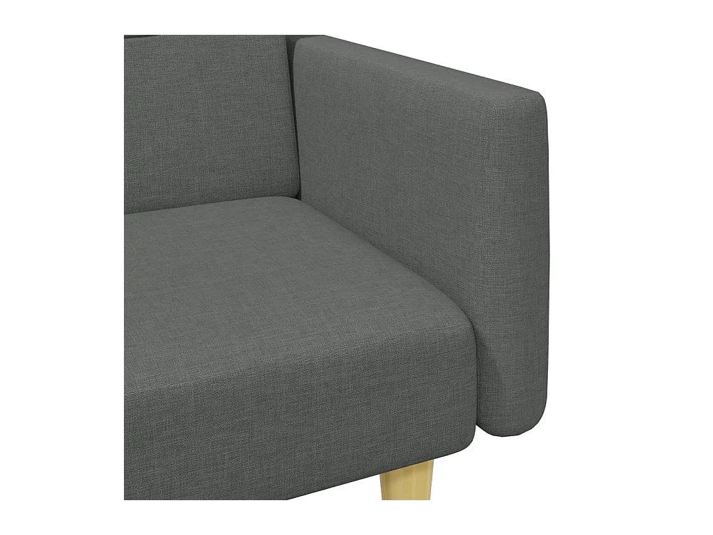 Canapé-lit à 2 places avec repose-pied gris foncé tissu