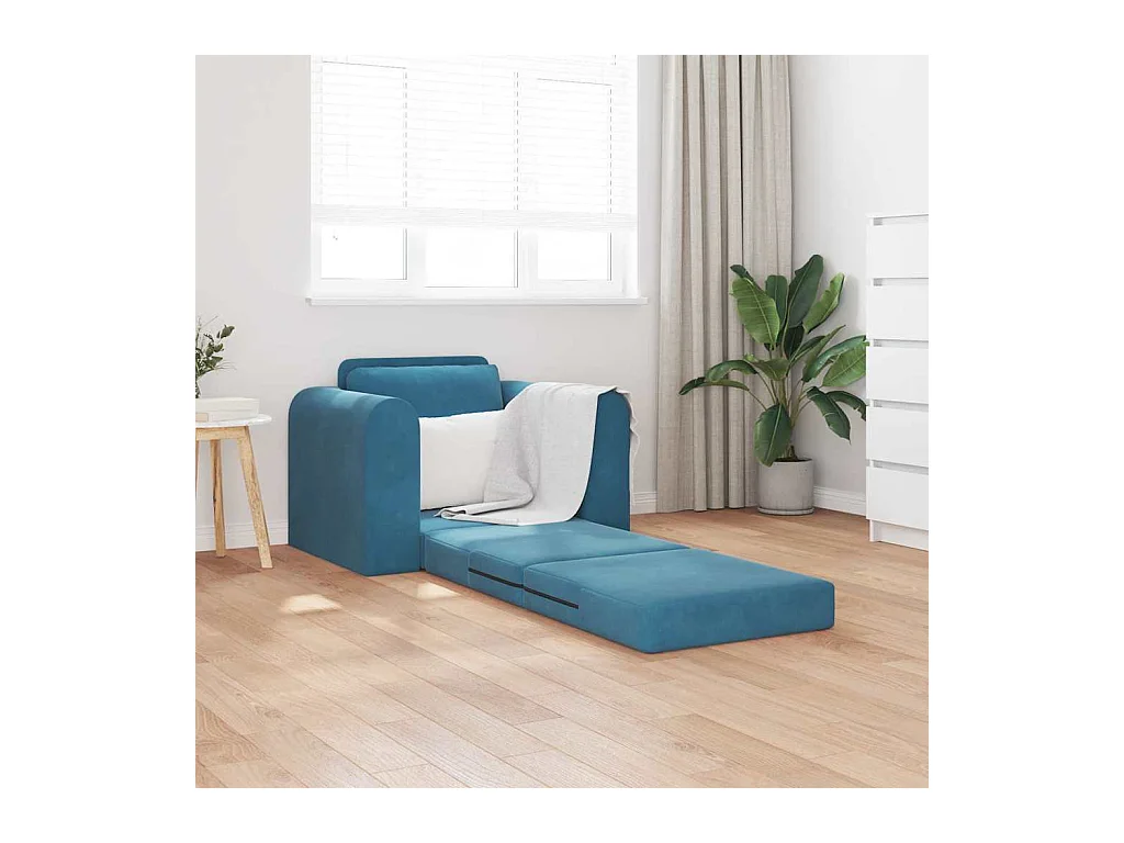 Blaues Schlafsofa 98 x 71 x 83 cm Samt