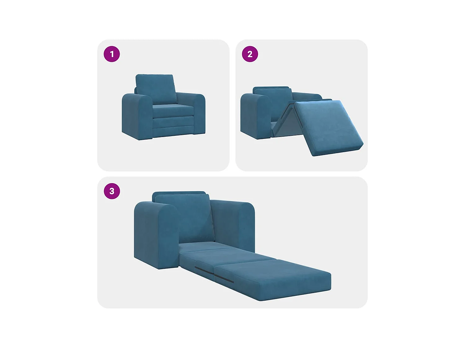 Blaues Schlafsofa 98 x 71 x 83 cm Samt