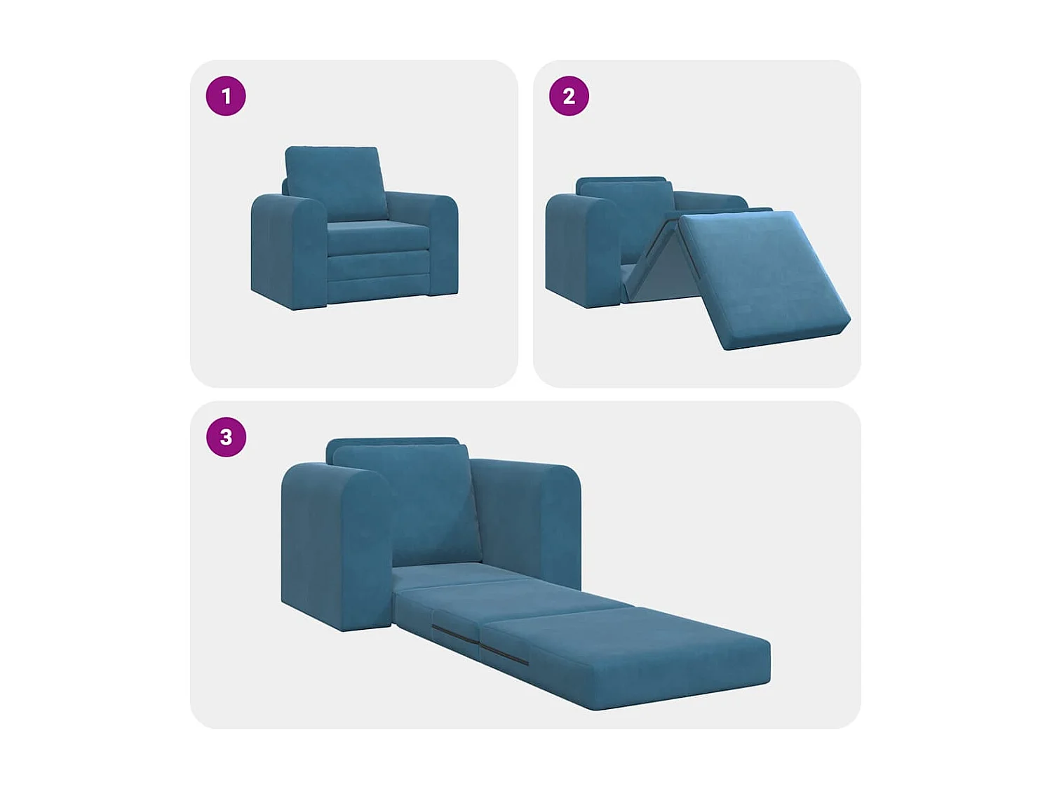 Canapé-Lit Bleu 98 x 71 x 83 cm Velours