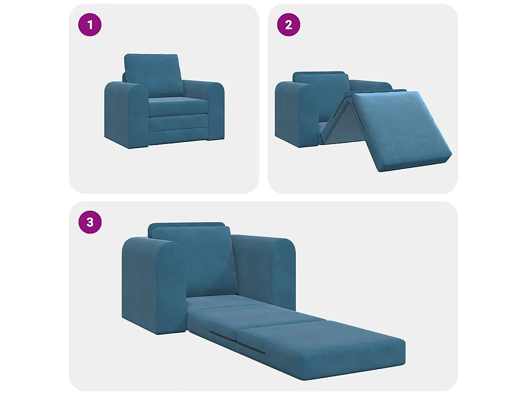 Canapé-Lit Bleu 98 x 71 x 83 cm Velours
