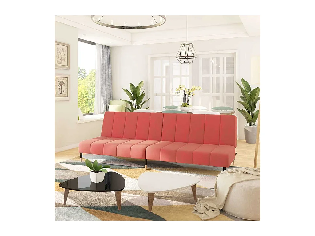 Divano letto a 2 posti in velluto rosa