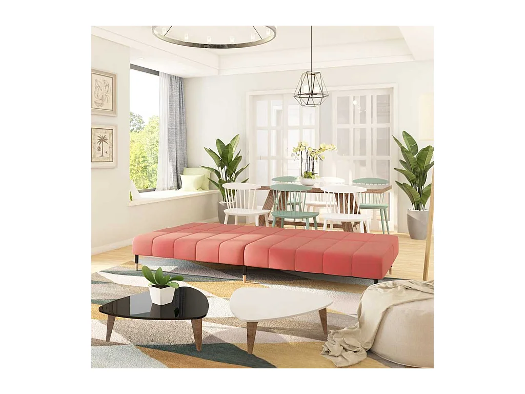 Divano letto a 2 posti in velluto rosa