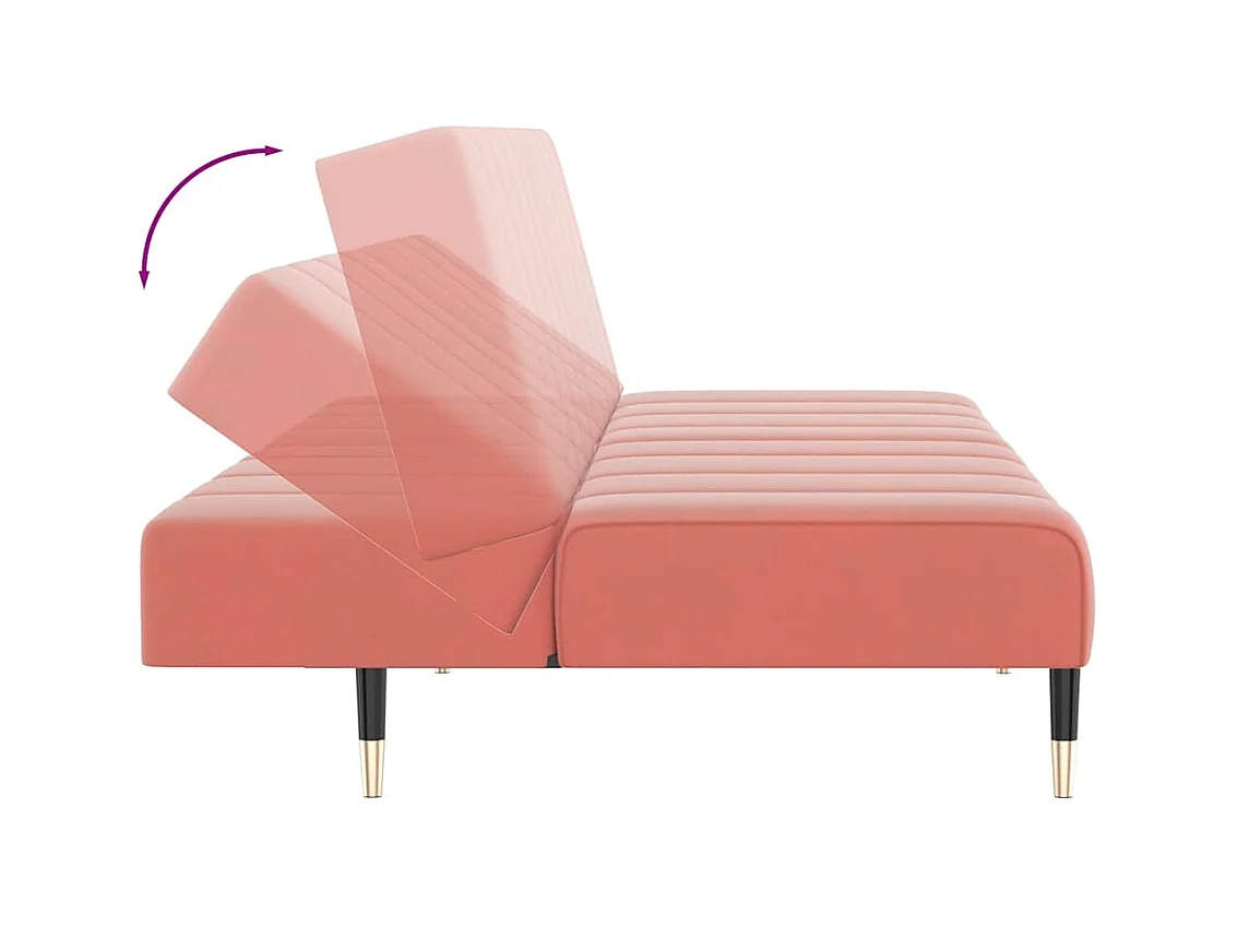 Divano letto a 2 posti in velluto rosa