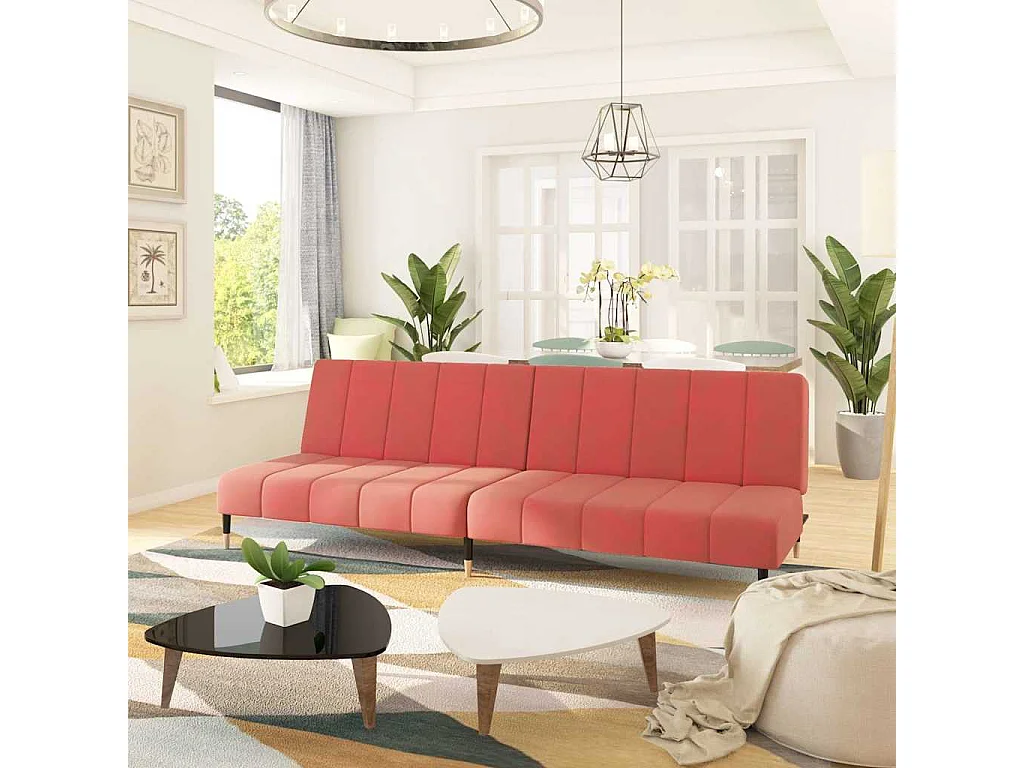 Sofá cama de 2 plazas de terciopelo rosa