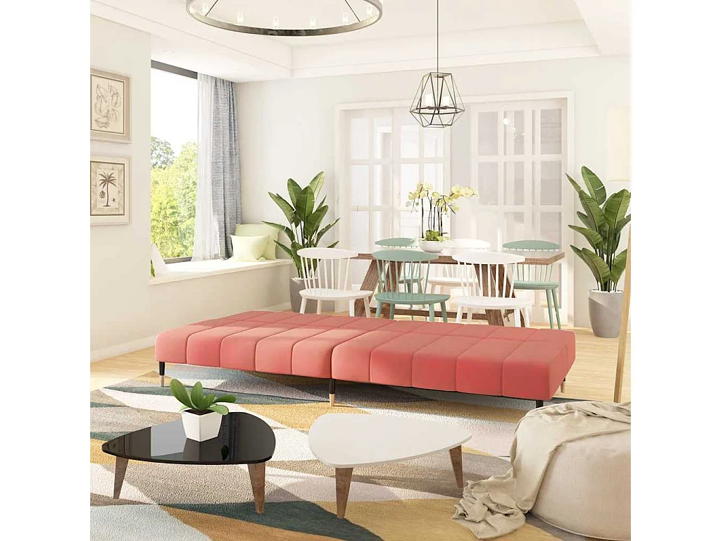 Sofá cama de 2 plazas de terciopelo rosa