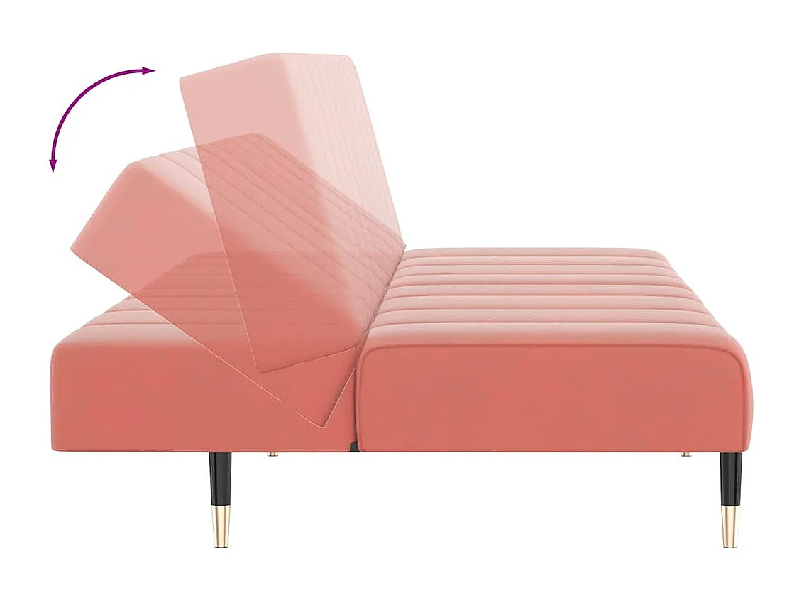 Sofá cama de 2 plazas de terciopelo rosa