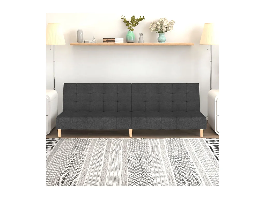 Canapé-lit à 2 places gris foncé tissu