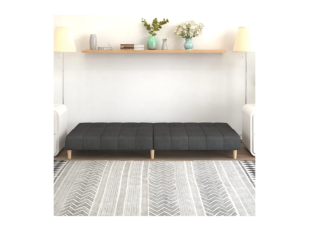 Canapé-lit à 2 places gris foncé tissu