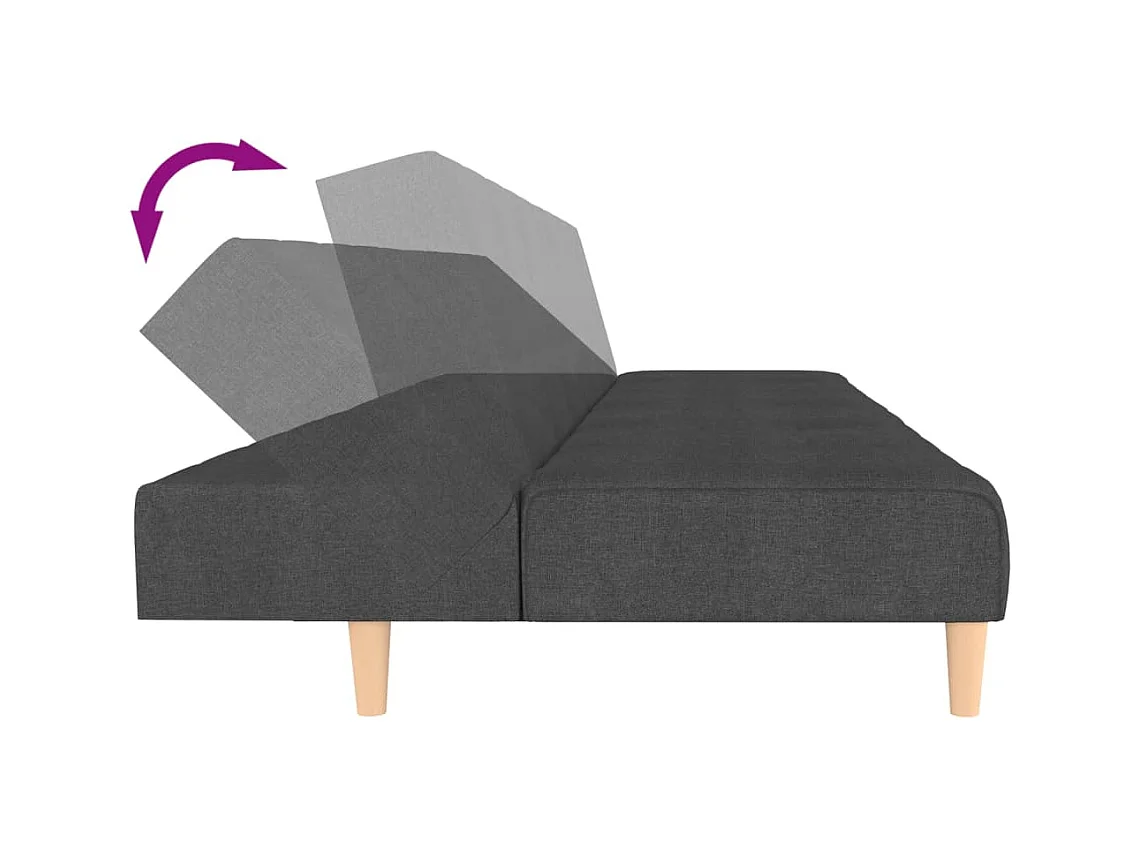 Canapé-lit à 2 places gris foncé tissu