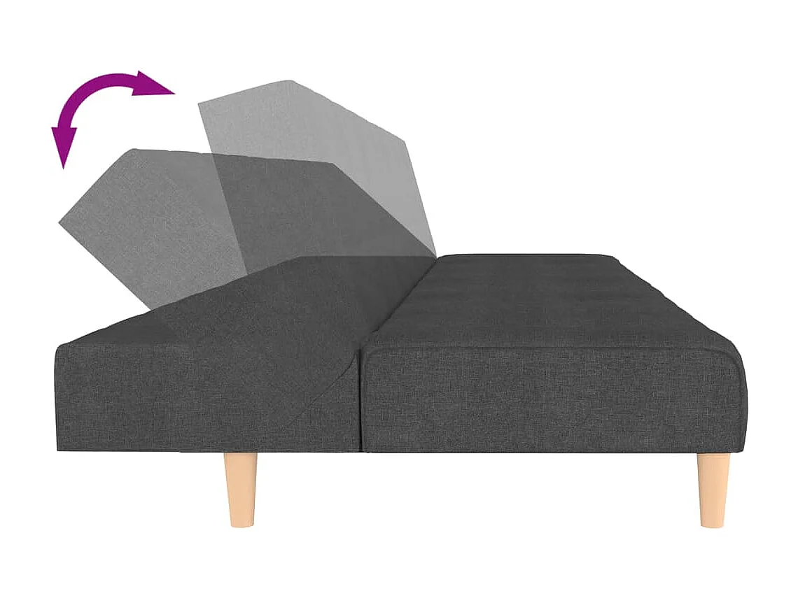 Sofá cama de 2 plazas de tela gris oscuro