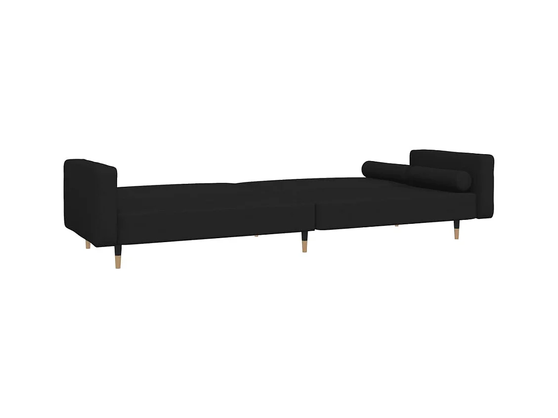 Sofá cama de 2 plazas con dos almohadas Terciopelo Negro