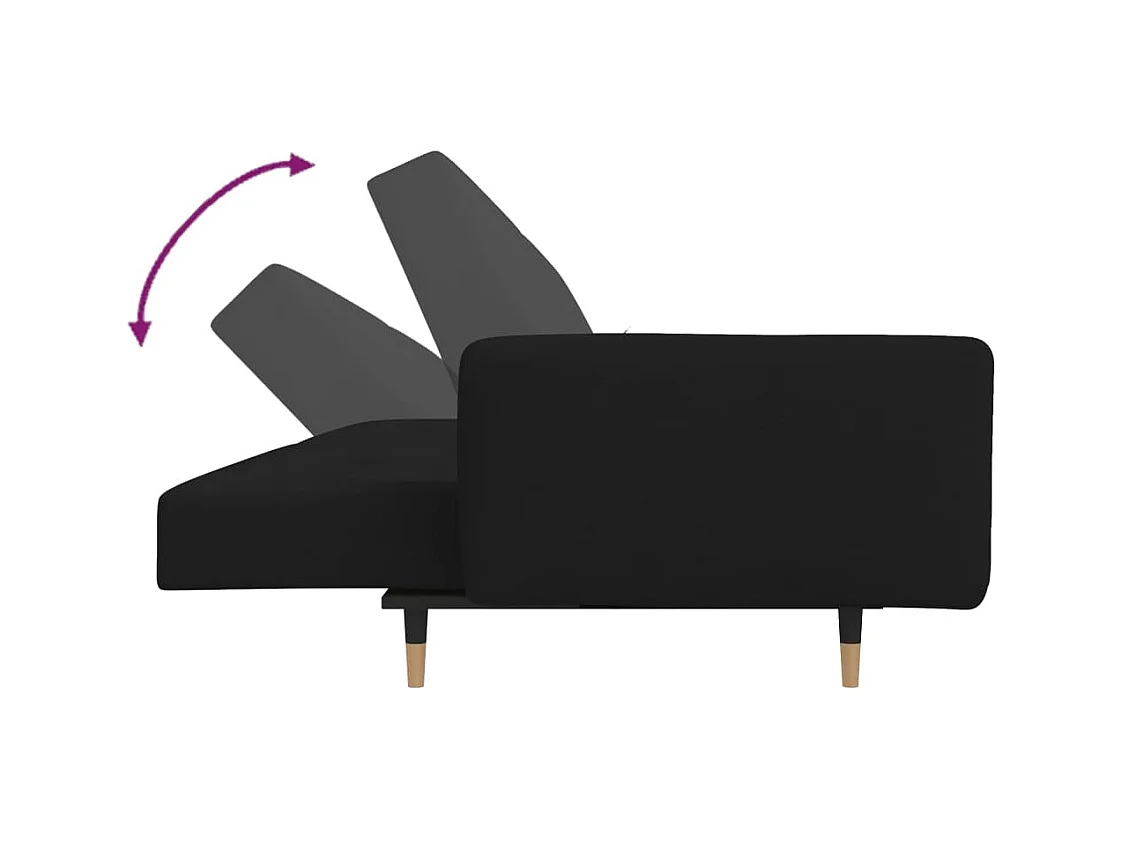 Sofá cama de 2 plazas con dos almohadas Terciopelo Negro