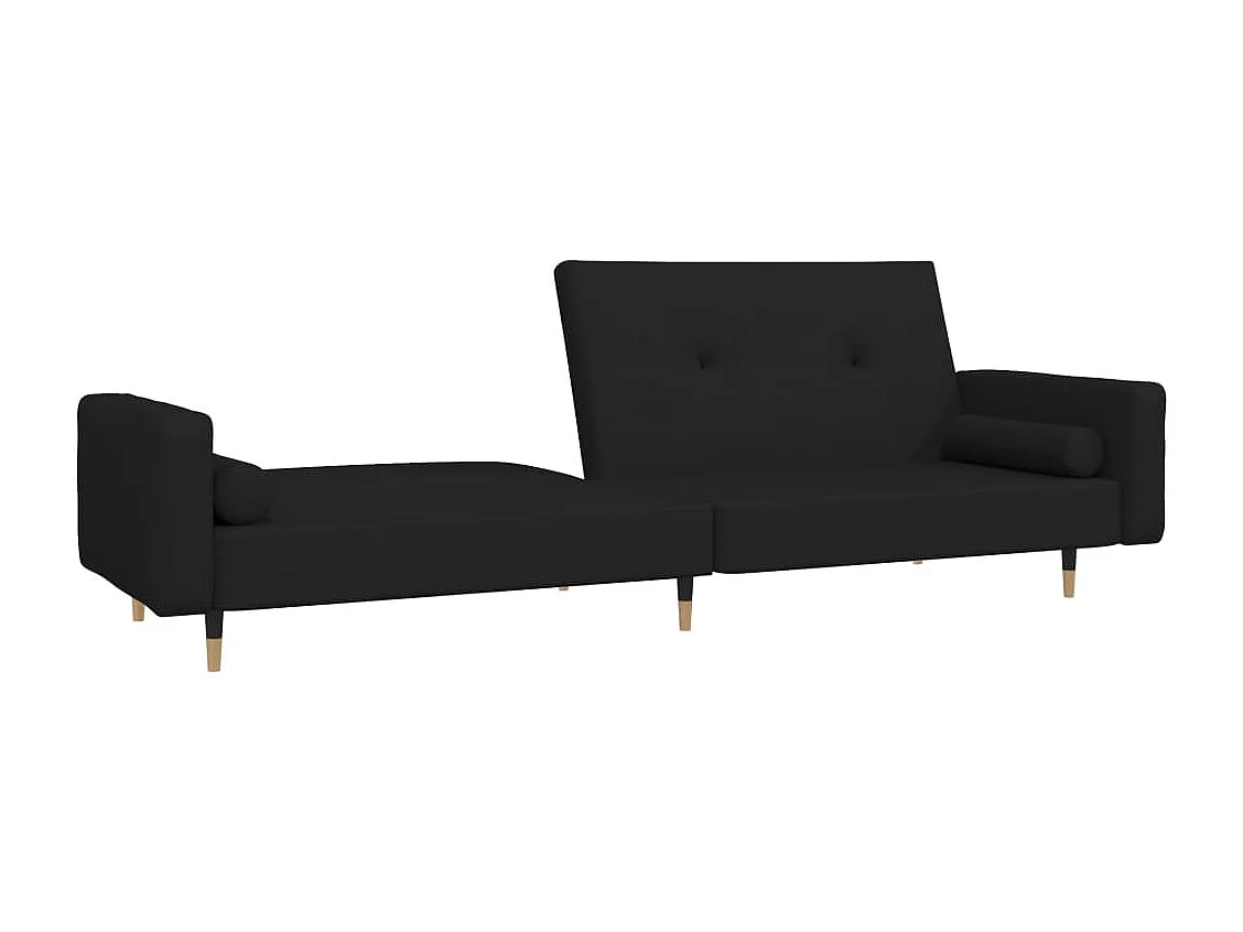Sofá cama de 2 plazas con dos almohadas Terciopelo Negro