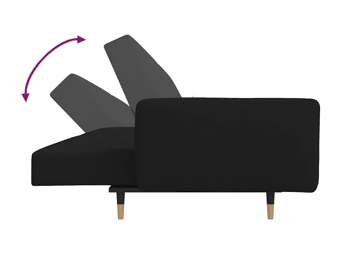 Sofá cama de 2 plazas con dos almohadas Terciopelo Negro