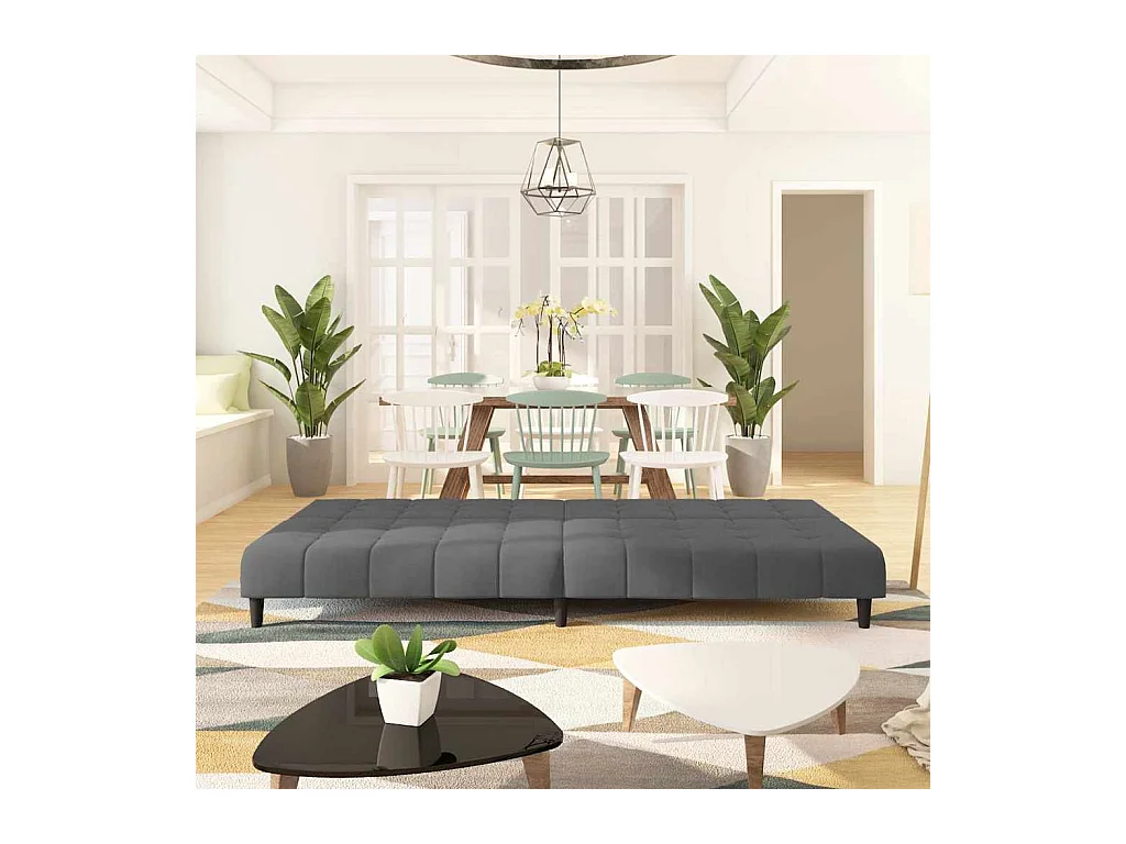 Sofá cama de 2 plazas de terciopelo gris oscuro