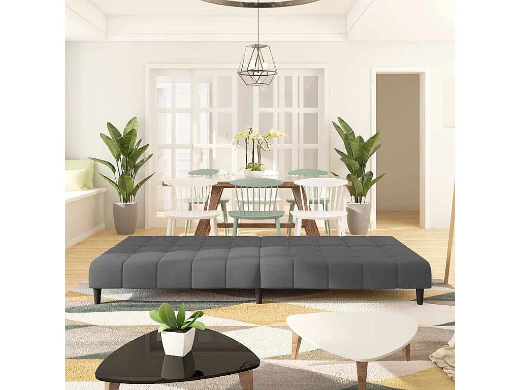 Sofá cama de 2 plazas de terciopelo gris oscuro