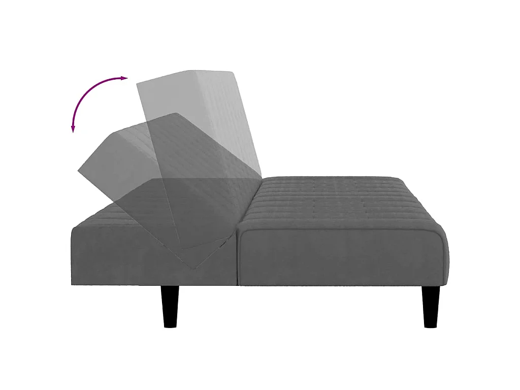 Canapé convertible clic-clac 2 places en velours gris foncé