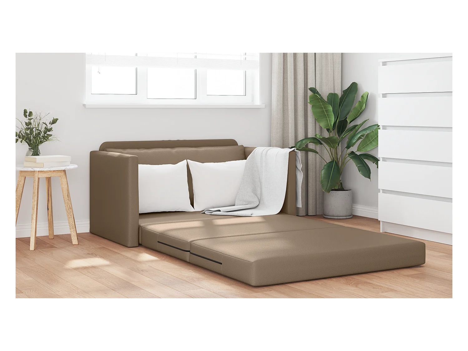 Divano letto Cappuccino 124 x 71 x 78 cm in similpelle