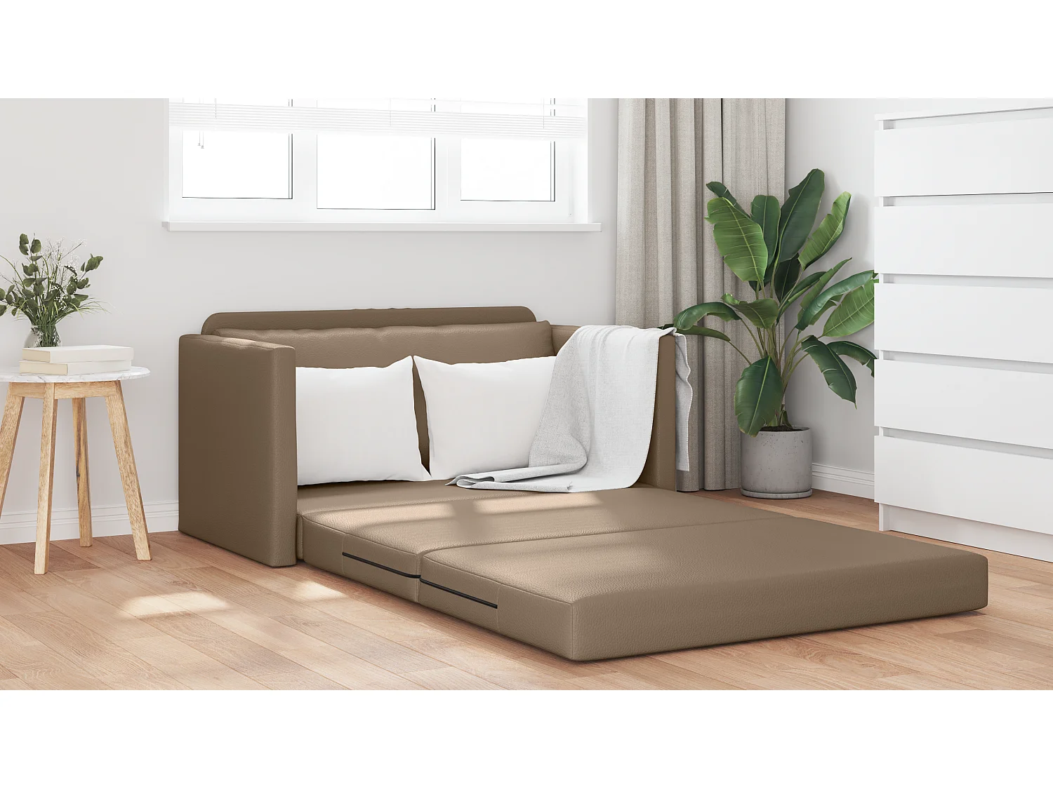 Canapé-Lit Cappuccino 124 x 71 x 78 cm Cuir artificiel