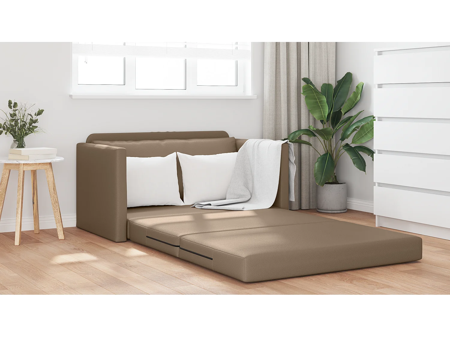 Canapé-Lit Cappuccino 124 x 71 x 78 cm Cuir artificiel