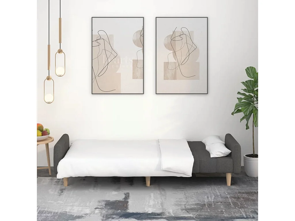 Sofá cama de 2 plazas de tela gris oscuro