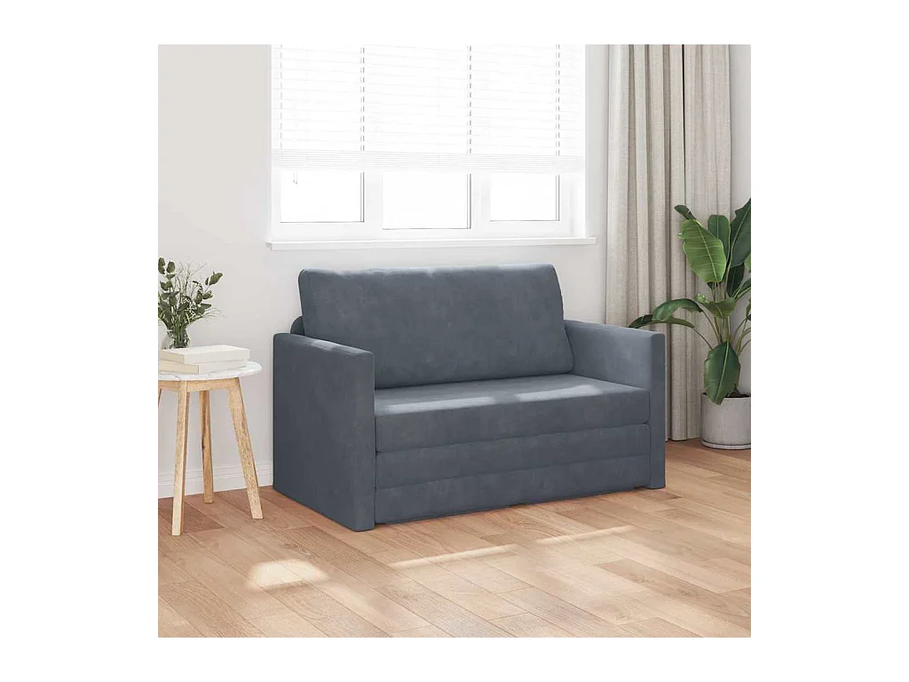 Divano letto grigio scuro 124 x 204 x 61 cm in velluto