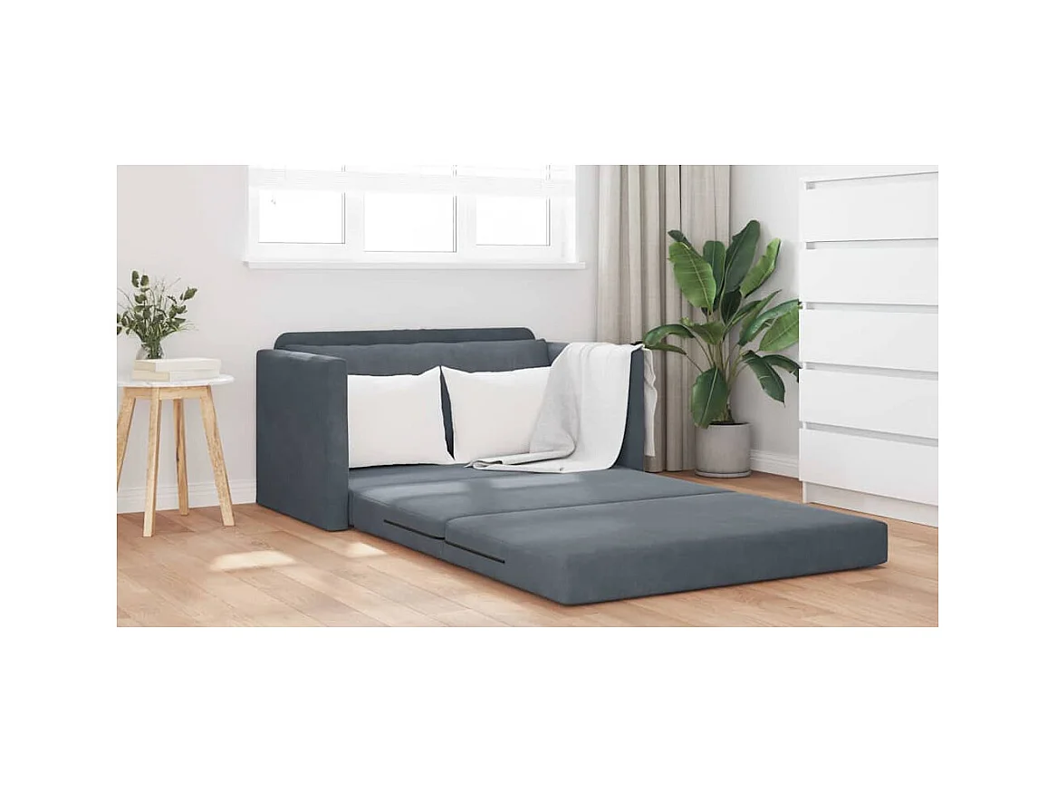 Divano letto grigio scuro 124 x 204 x 61 cm in velluto