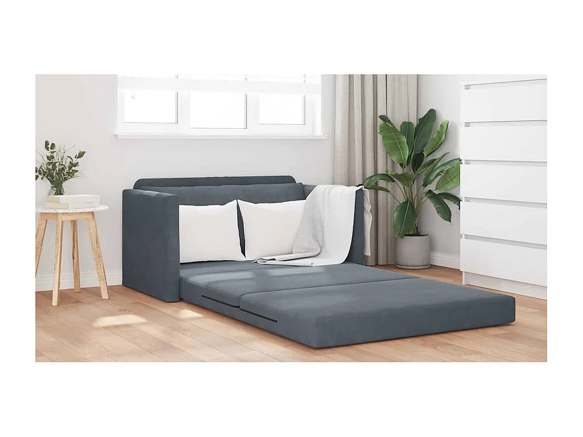 Canapé-Lit Gris foncé 124 x 204 x 61 cm Velours