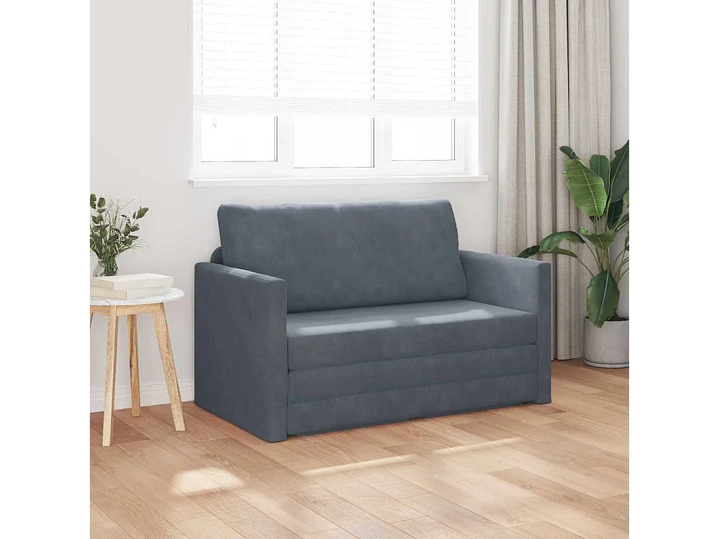 Dunkelgraues Schlafsofa 124 x 204 x 61 cm Samt