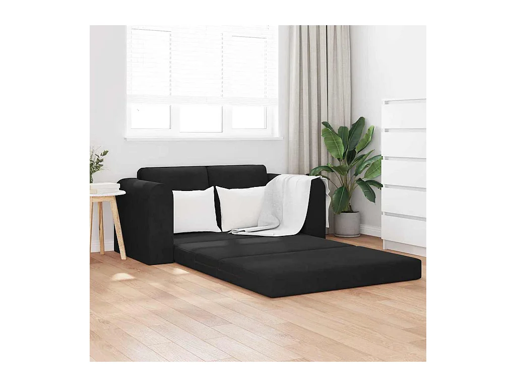 Divano letto nero 148 x 71 x 83 cm in velluto