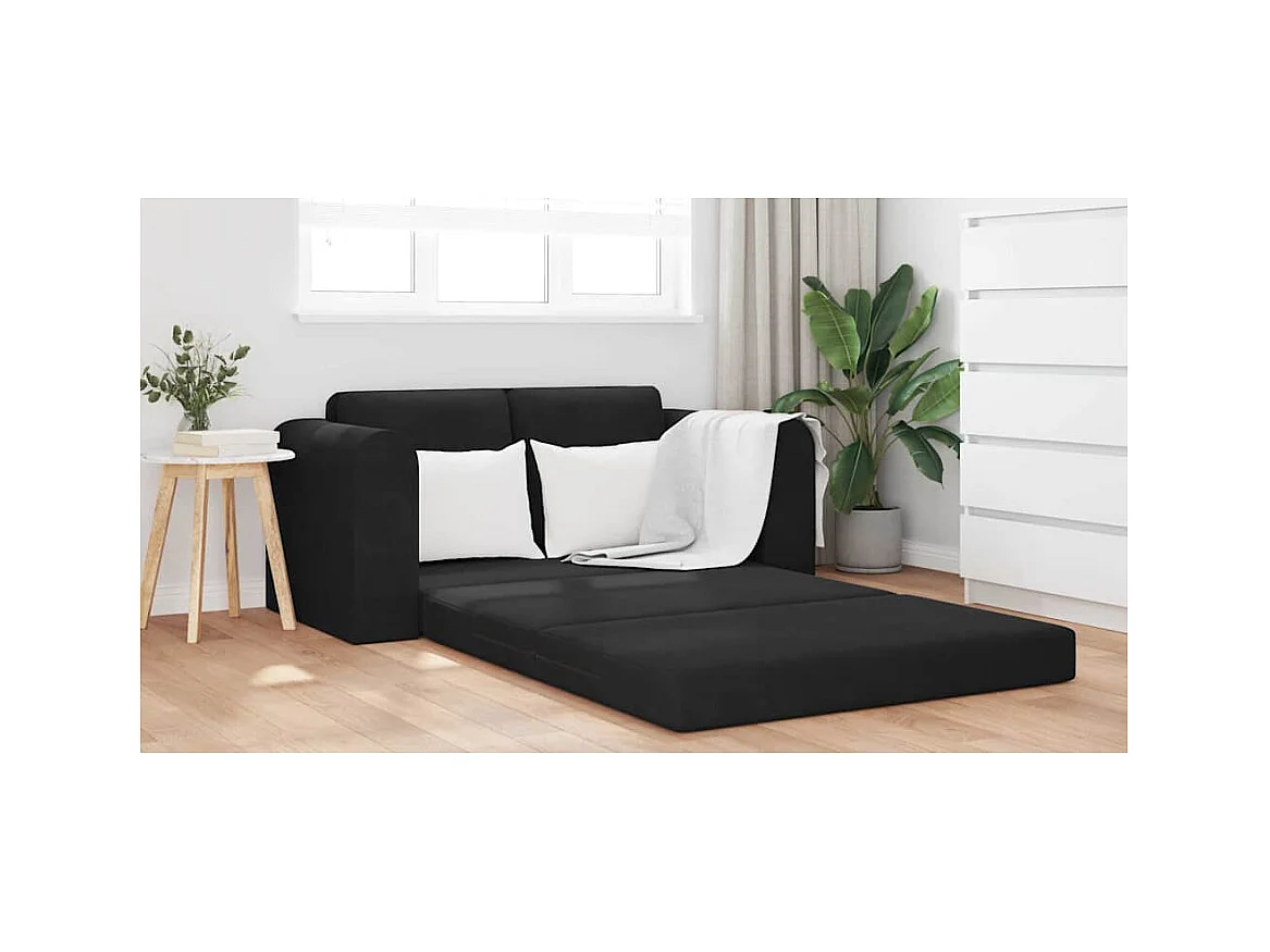 Divano letto nero 148 x 71 x 83 cm in velluto