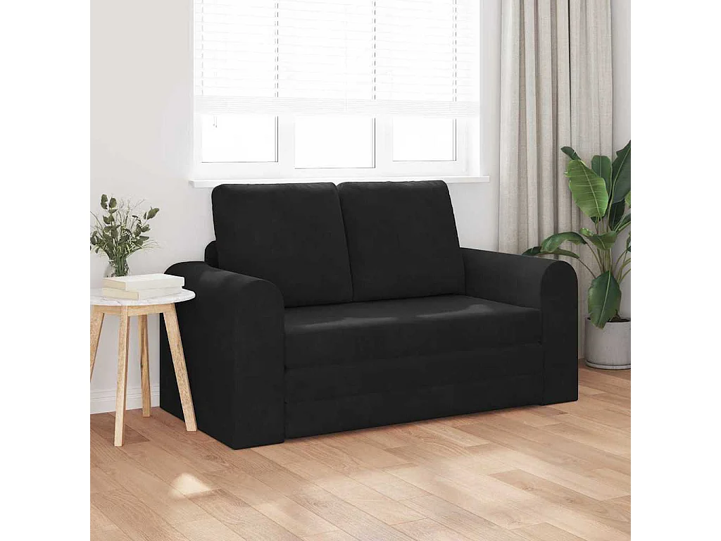 Canapé convertible 2 places en velours noir LIT 148x71x83 cm