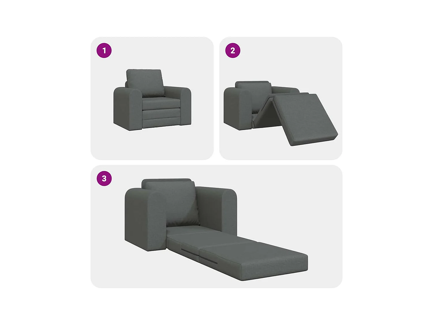 Divano letto grigio scuro 98 x 71 x 83 cm tessuto