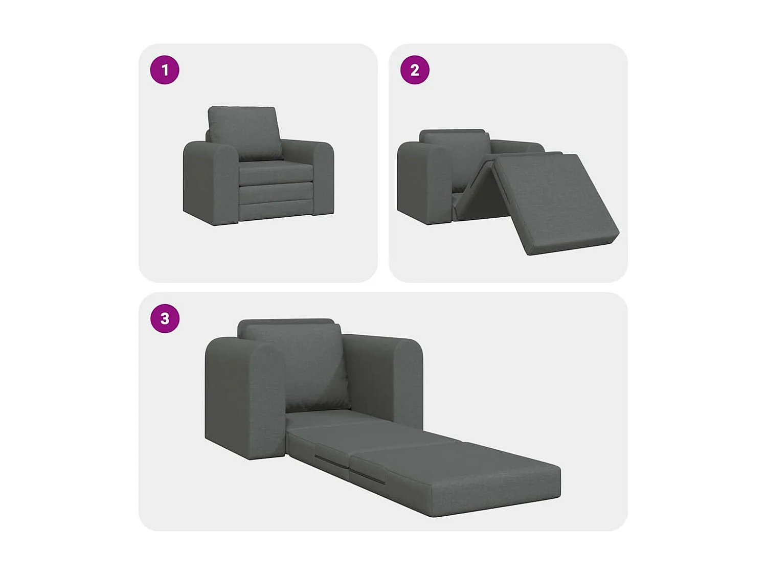 Canapé-Lit Gris foncé 98 x 71 x 83 cm tissu