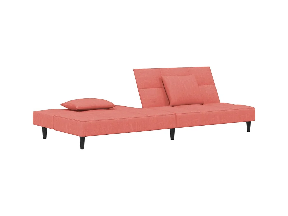 2-Sitzer-Schlafsofa mit zwei Kissen aus rosa Samt