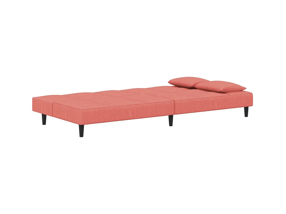 2-Sitzer-Schlafsofa mit zwei Kissen aus rosa Samt