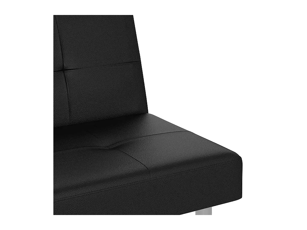 Zwarte kunstleren slaapbank met bekerhouders