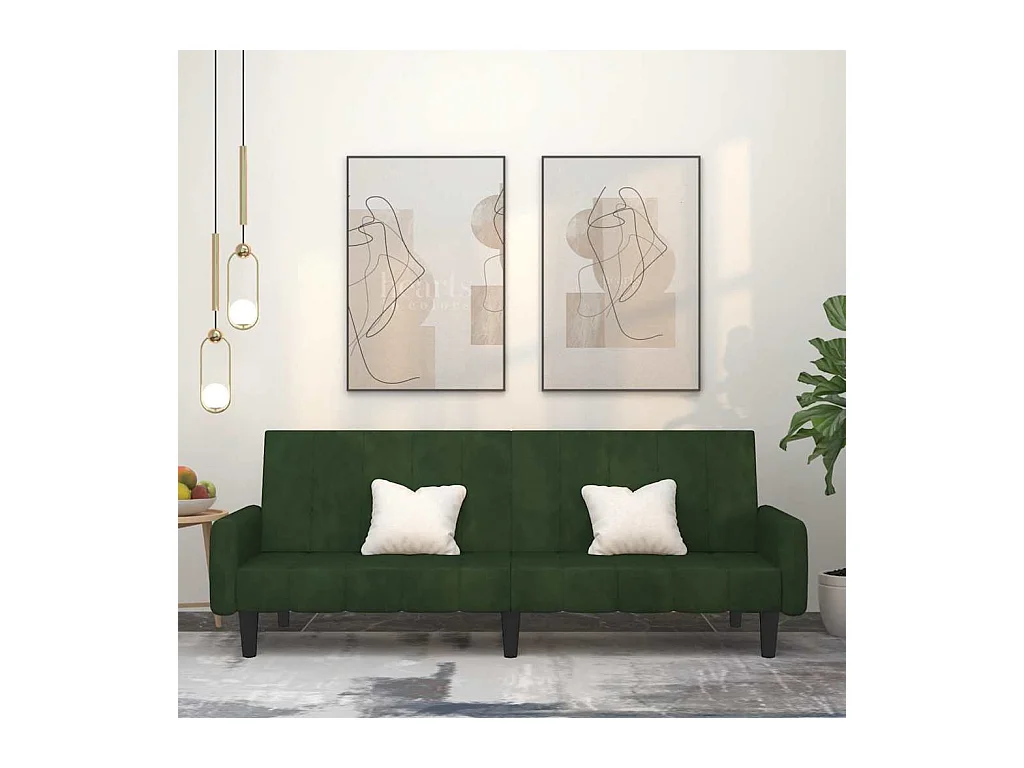 Sofá cama de 2 plazas de terciopelo verde oscuro
