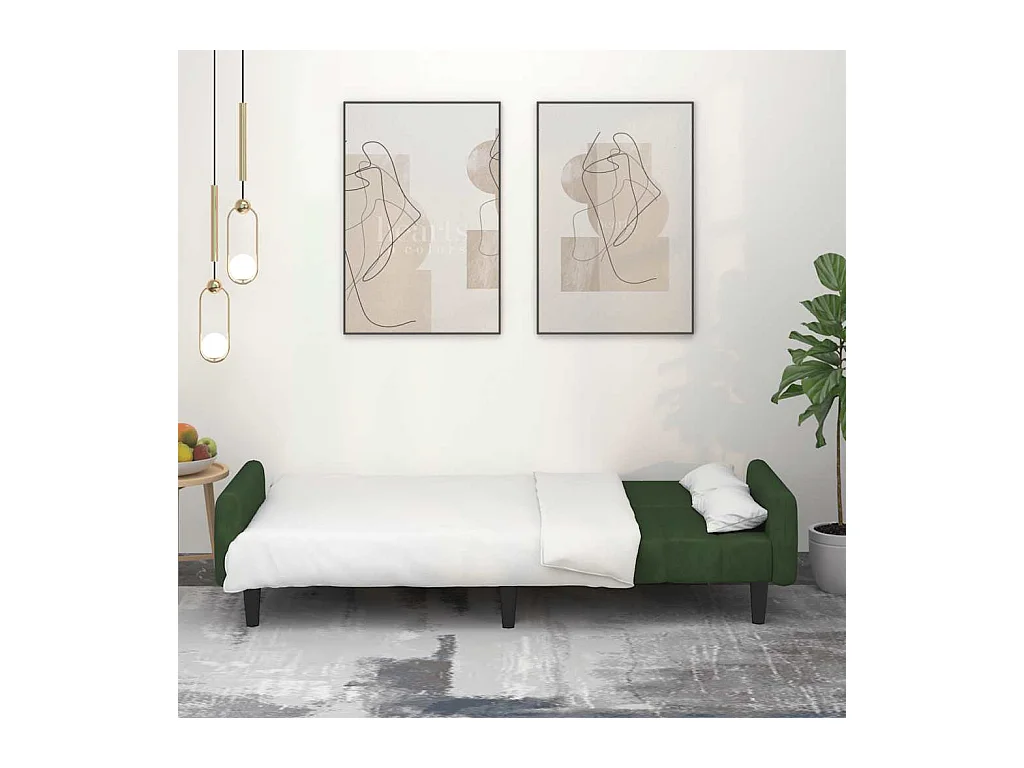 Sofá cama de 2 plazas de terciopelo verde oscuro